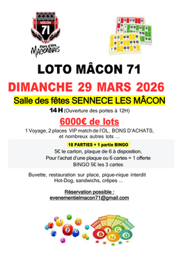 GRAND LOTO – Dimanche 29 MARS